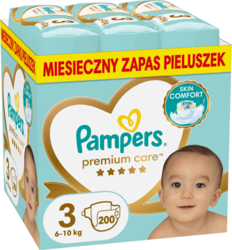 PAMPERS Premium Care pieluchy 6 10kg rozmiar 3 200 szt